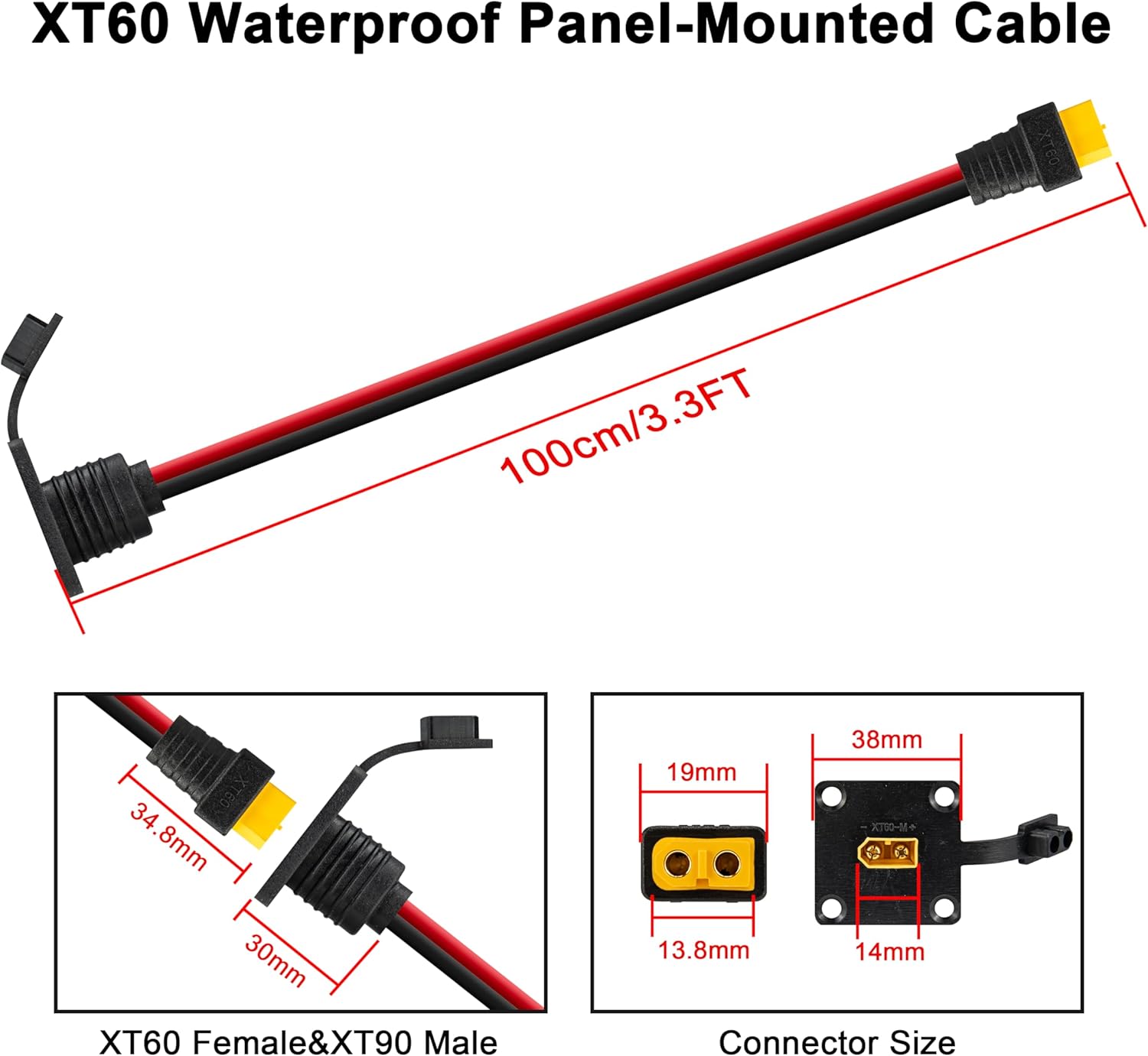 JMUYTOP 3FT 12AWG XT60 Panel M - đánh giá và giá Drone Battery Adapter